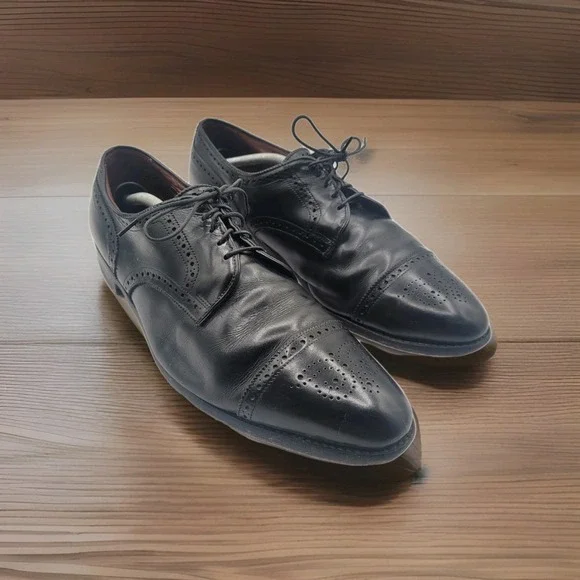 Allen‎ Edmonds Sanford Oxford Cap Toe Shoes 14 A Black Leather Made in USA