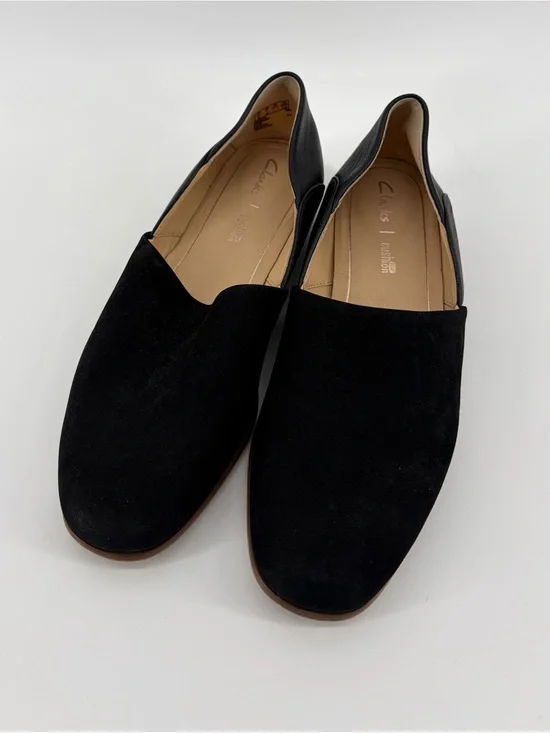Clarks‎ Cushion Plus Loafers Womens Black Leather Slip On Shoes Size 7