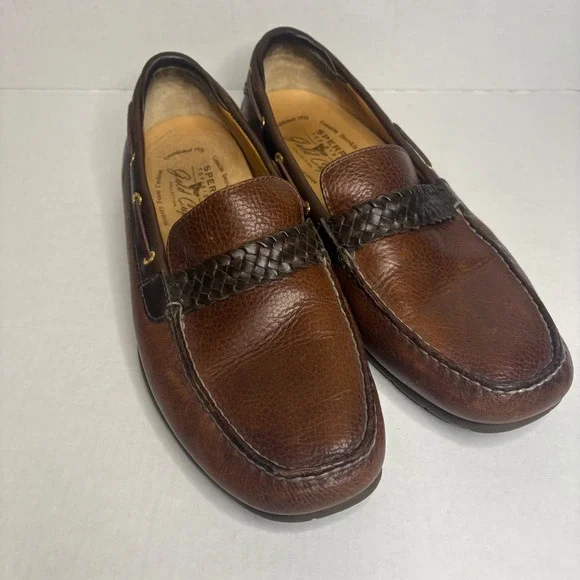 Sperry Gold Cup Vibram Loafers Men's 11.5M Brown‎ Leather Moccasin Slip‑On