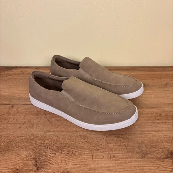 ABOUND Suede Loafer Sneakers Taupe Men Size 12 Slip On Mock Toe Casual Comfort