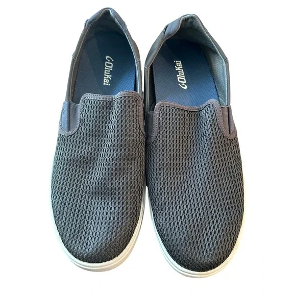 OluKai Lae'ahi Men's Size‎ 12 Grey Mesh Slip On Sneakers Pavement 10443-PVPV