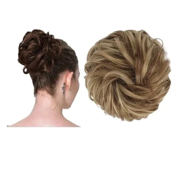2 Pack Messy Bun Hair Scrunchie – Curly Synthetic Hair Bun Extensions for Women,