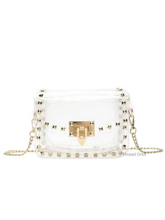 Clear Crossbody Clutch Purse for Stadium Events Concert Festival with Rivet