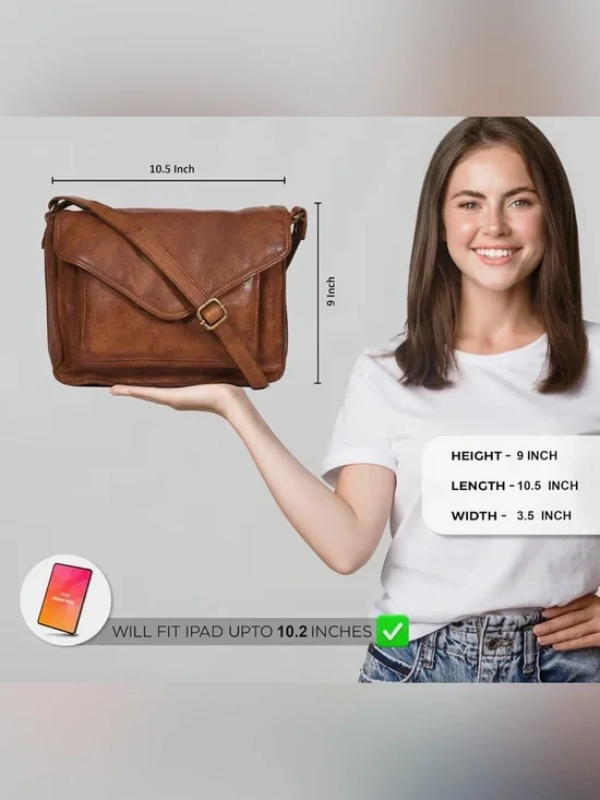 Real Leather Crossbody Messenger Bag