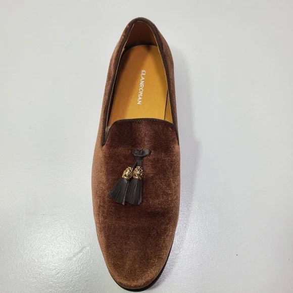 Elanroman‎ Men's Velvet Loafers Dress Wedding Party Prom Shoes Sz 12,12.5 (46)