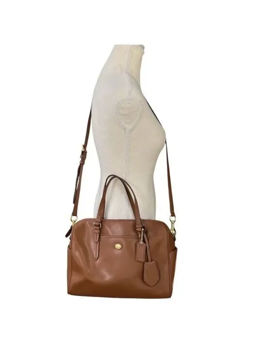 Coach Peyton Leather Nancy Satchel Convertible Crossbody British Tan