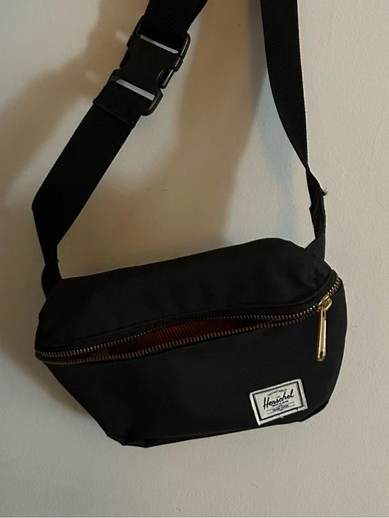 Herschel Supply Company Black Belt Bag with Gold Zipper