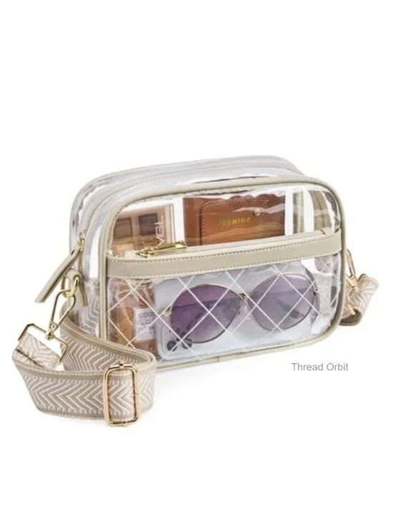 Clear Stadium Approved Quilted PVC Crossbody Bag for Concerts Events