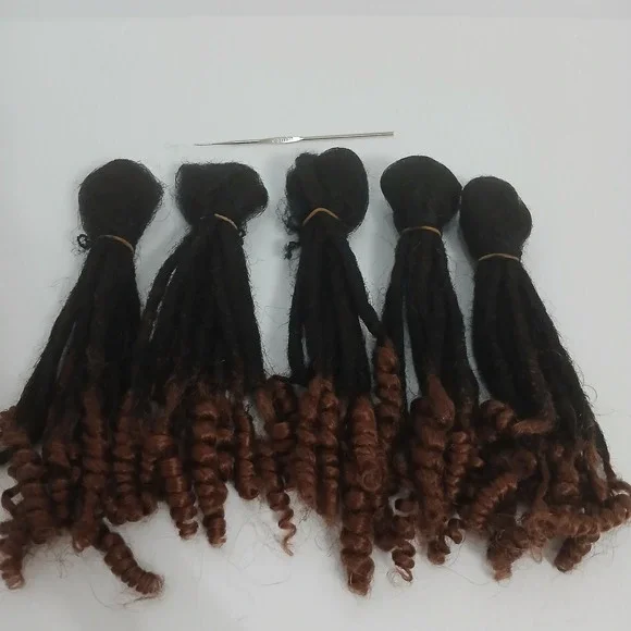 100% Human Hair Handmade Loc Extensions‎ 10 Inch Curly Ends 50 Strands 1B/30 New