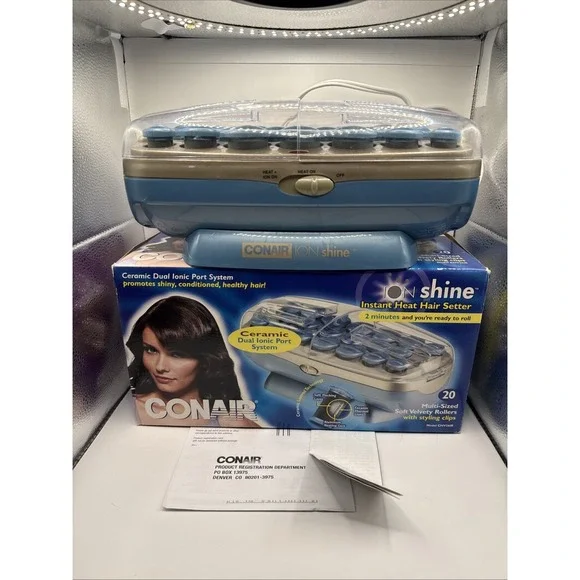 Conair Ion Shine‎ CHV261X Velvet Blue Flocked Hot Rollers Curlers WITHOUT clips