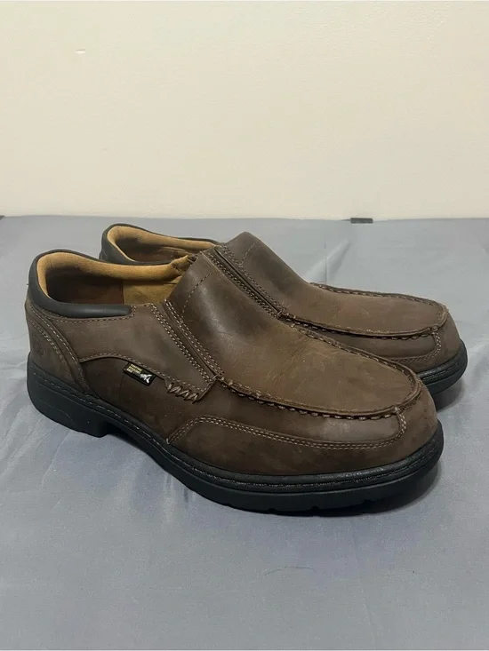 Timberland PRO ESD Anti-Fatigue Slip On Leather Work Shoes Mens 10.5W Brown