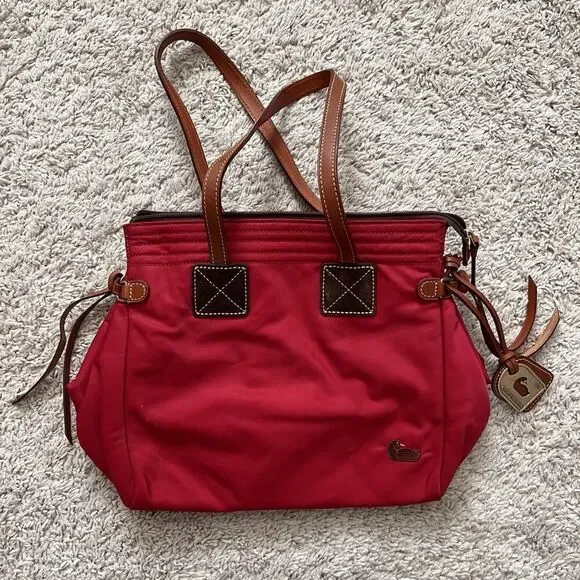 Dooney & Bourke Vintage Betty Tote Dual Handle Satchel, Nylon w/Leather Accents