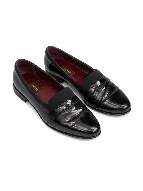 Bally Banner Black Patent Leather Loafers Flats Made in Italy Women’s US 8 M