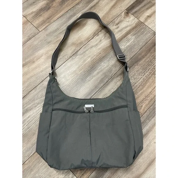 Baggallini Shoulder Bag Travel Tote Purse Handbag‎ Medium Nylon Grey Crossbody