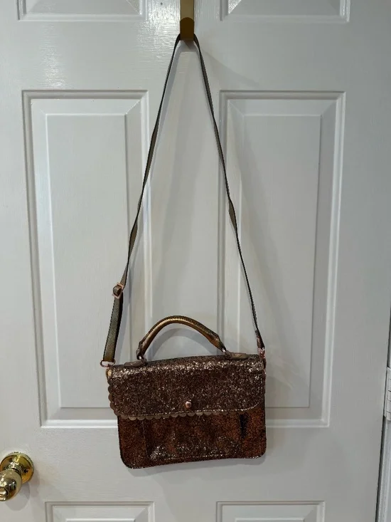 Ted Baker crossbody glitter satchel - bronze color
