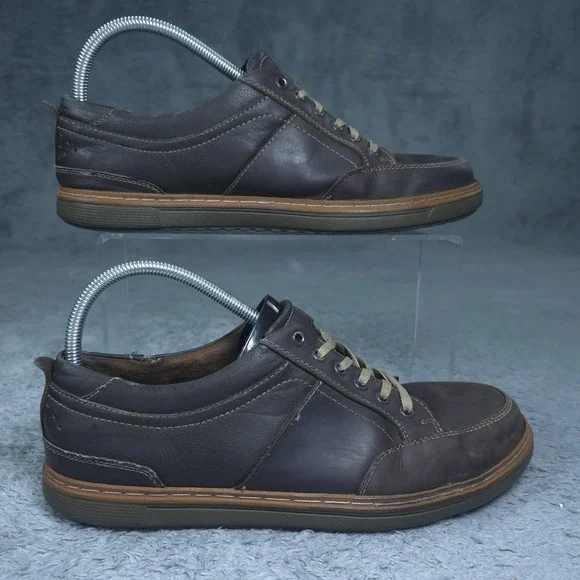 Florsheim Work Shoes Mens Size 8.5 Brown Leather Lace Up Slip Resistant Sneakers
