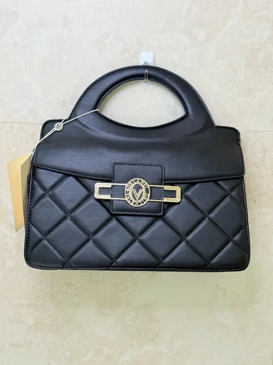 Valentino Orlandi Quilted Black Top-Handle Crossbody NWT