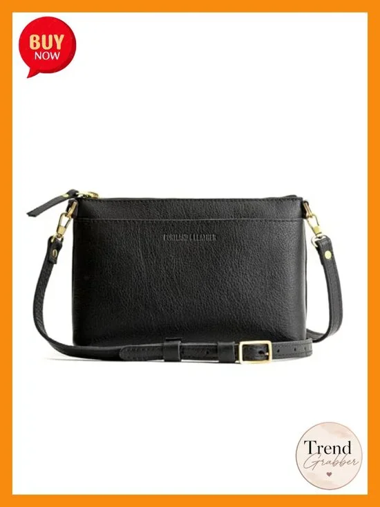 Full-Grain Leather Crossbody Bag with Removable Strap - Handmade