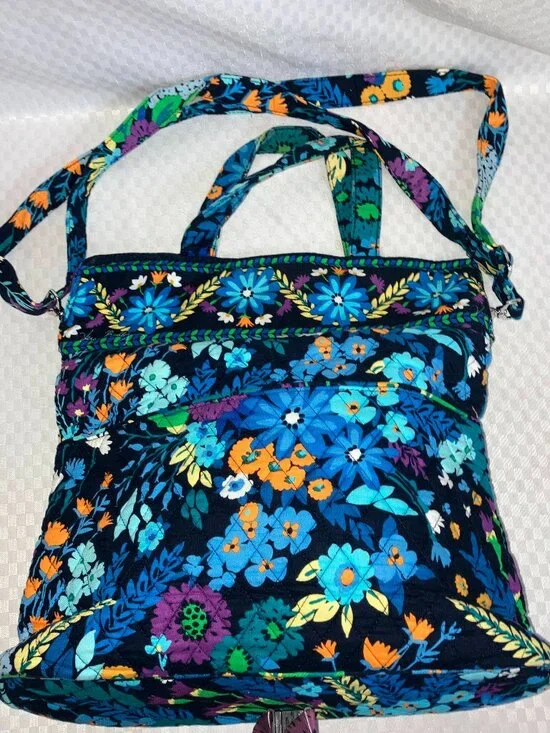 Vera Bradley Convertible Crossbody Midnight Tote Bag Women's Blue Quilted
