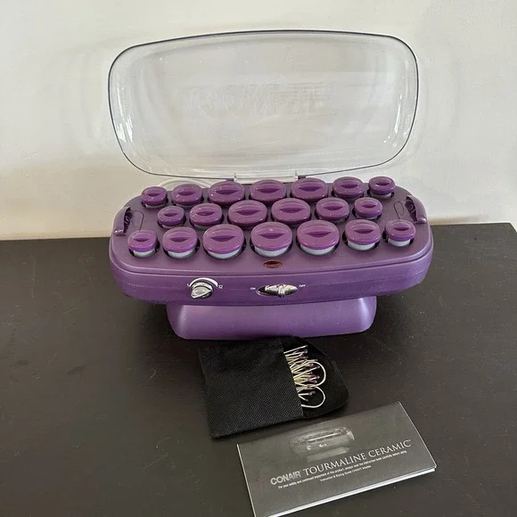 Conair Tourmaline Ceramic Hot Rollers In‎ Case 20 Rollers Clips Adjustable Heat