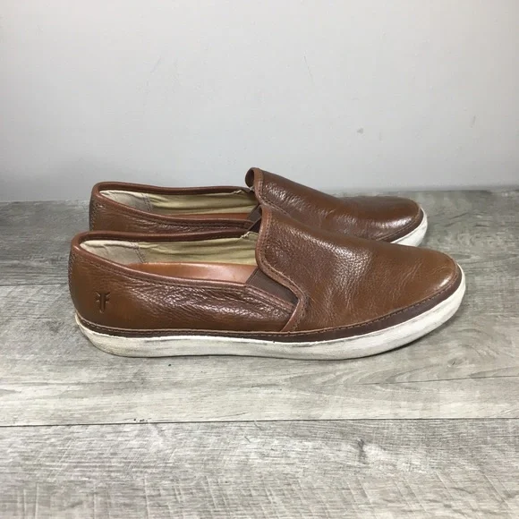Mens Frye 71197 Gavin Patton Cognac Brown Leather Slip On Loafers Shoes Size 9.5