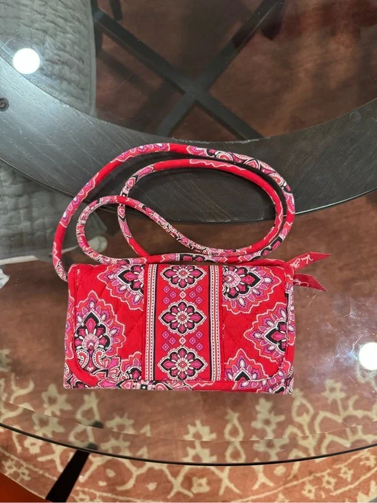 Vera Bradley Frankly Scarlet Quilted Crossbody with Pink and Black Accents