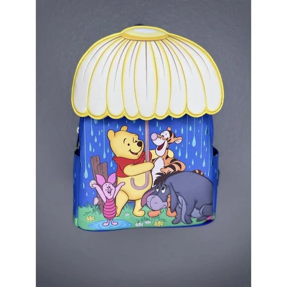 Loungefly Mini Backpack Bag Womens Blue Winnie The Pooh Umbrella Rain Disney