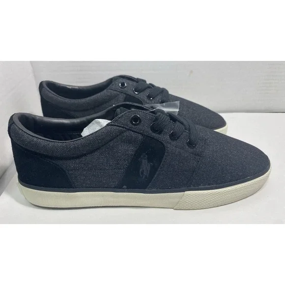 Polo Ralph Lauren Men's Halmore Sneakers Size 8.5 Gray/Black Casual Low Top Shoe