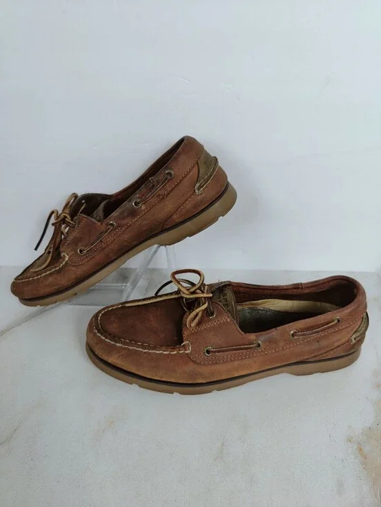 Sperry Men's Top-Sider Boat Shoes Brown Leather Classic Moc-Toe, Sz 9