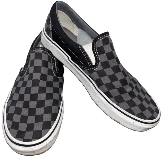 VANS Classic Slip-On Men's Black/Gray Checkerboard Canvas Sneakers US 7.5