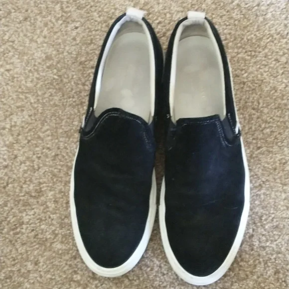 Common Projects Men's Black and White Slip-On Sneakers/Loafers, Size 13