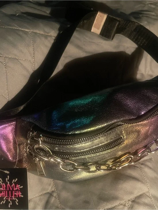 Olivia Miller Iridescent Metallic Rainbow Crossbody Belt Bag