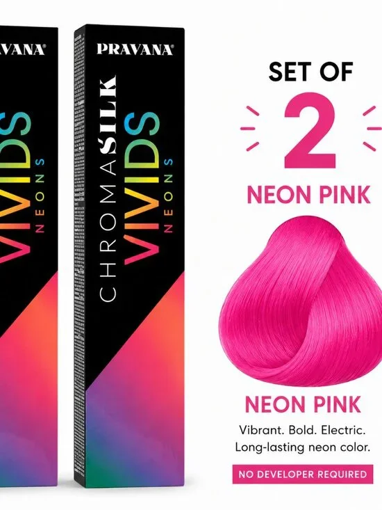 Pravana ChromaSilk Vivids Neons Neon Pink Hair Color Set of 2 | Semi-Permanent D