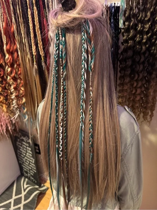 Teal Accent Braided Hair Wraps for Women
