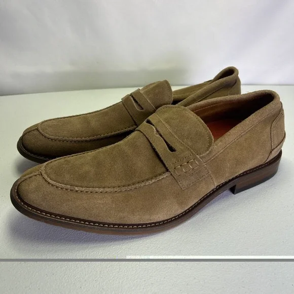 Stacy Adams Marlowe Suede Penny Loafers Men's 12 M Tan Split Toe Redzone Comfort