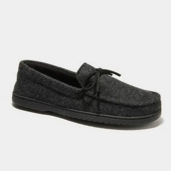 Men's Dilan Slippers by DLuxe by Dearfoams Charcoal Gray XL 13/14 New With Tags