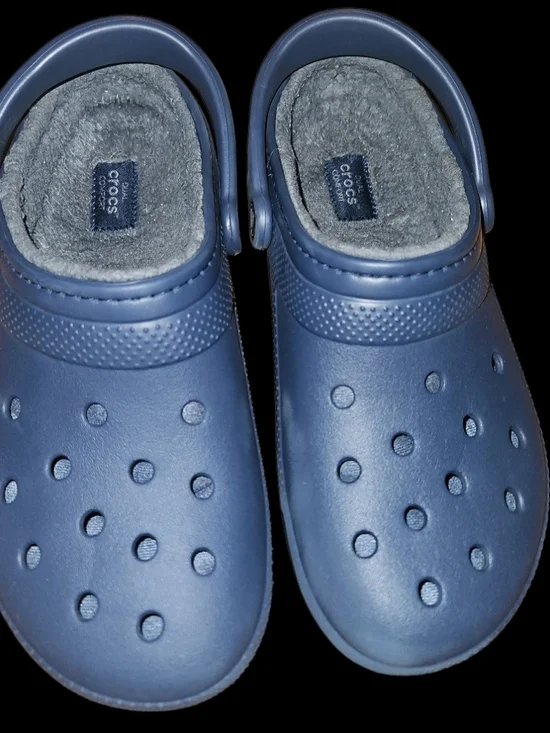 CROCS Navy Blue Fuzz-Lined Slip-On Clogs