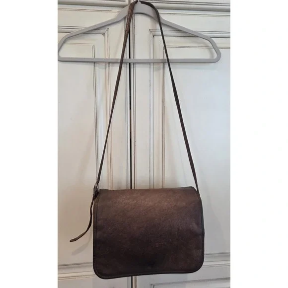 Vtg Wilsons Leather Purse Brown Crossbody Flap Closure‎ Aged Rugged Rustic