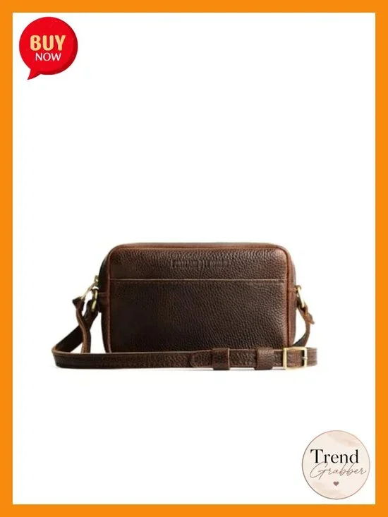 Small Full-Grain Leather Camera Bag Purse with Adjustable Crossbody Strap