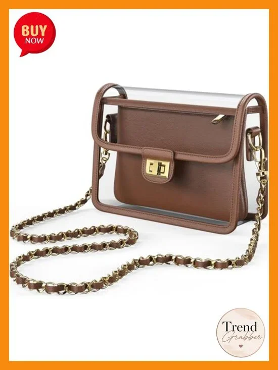 Clear Crossbody Purse Stadium Approved 7.25x5.25in TPU Bag with Removable