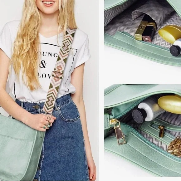 Vegan‎ leather mint crossbody bag purse new