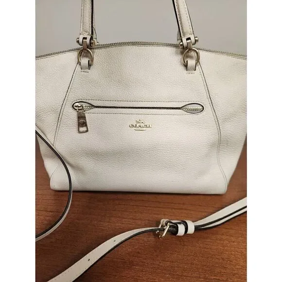 Coach A2054-79997(PF) pebbled leather prairie handbag in color chalk with should