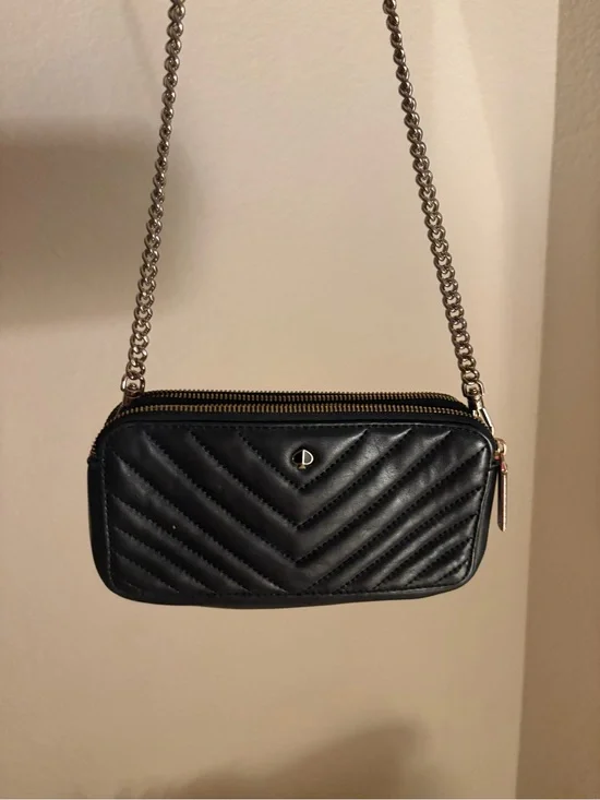 kate spade Black Quilted Chevron Crossbody with Chain Strap