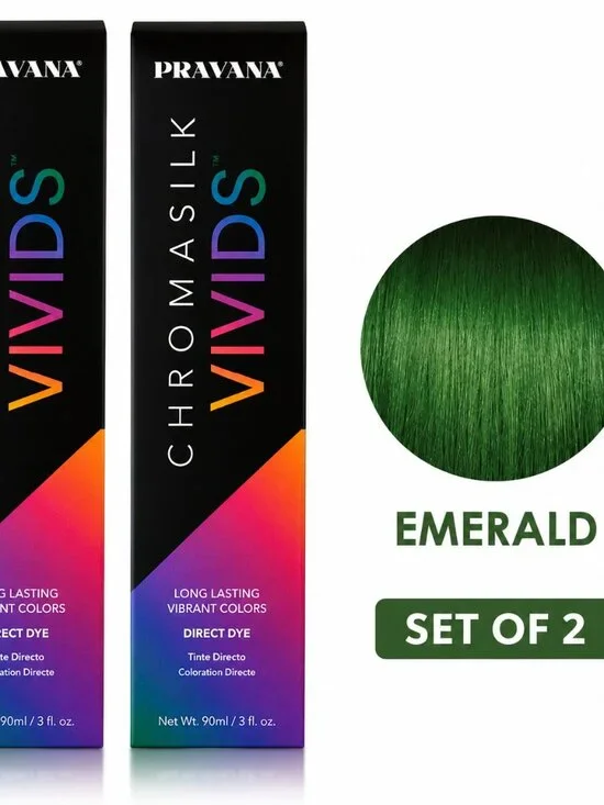 Pravana ChromaSilk Vivids Emerald Hair Color Set of 2 | Semi-Permanent Direct