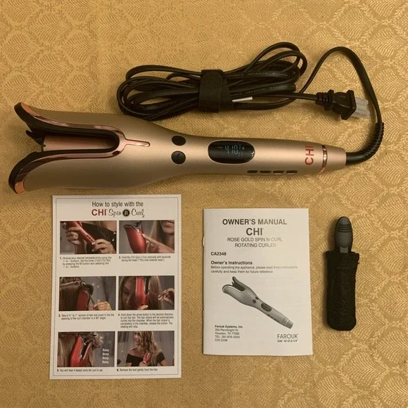 CHI Spin N Curl Rose Gold Ceramic Rotating Curler 1