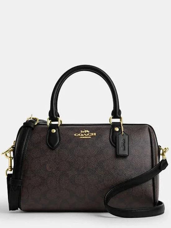 COACH Savannah Small Carryall Bag In Signature Canvas Gold Walnut Black