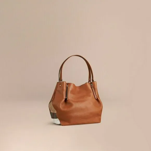 BURBERRY Maidstone Saddle Brown Leather Tote Designer Shoulder Bag