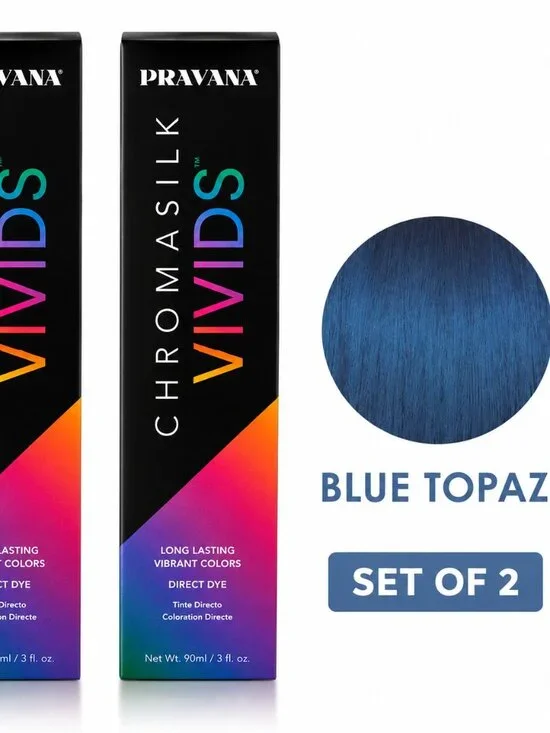 Pravana ChromaSilk Vivids Blue Topaz Hair Color Set of 2 | Semi-Permanent Direct
