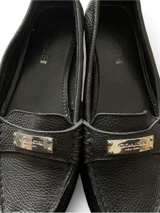Coach Fredrica Black Pebbled Leather Loafers Workwear Flats Women’s Size 6B