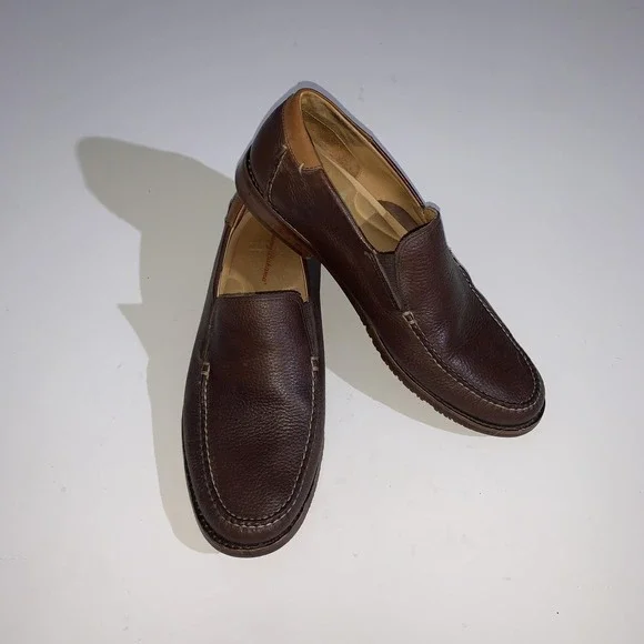 Tommy Bahama Faxon Shoes Mens 10 Brown Leather Slip On Loafers Casual Comfort
